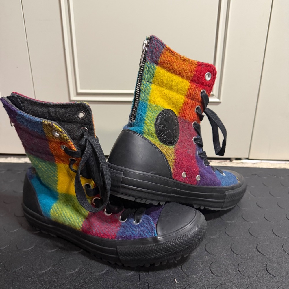 Converse x Woolrich Chuck Taylor All Star High top Rainbow Plaid Wool Boots Zip